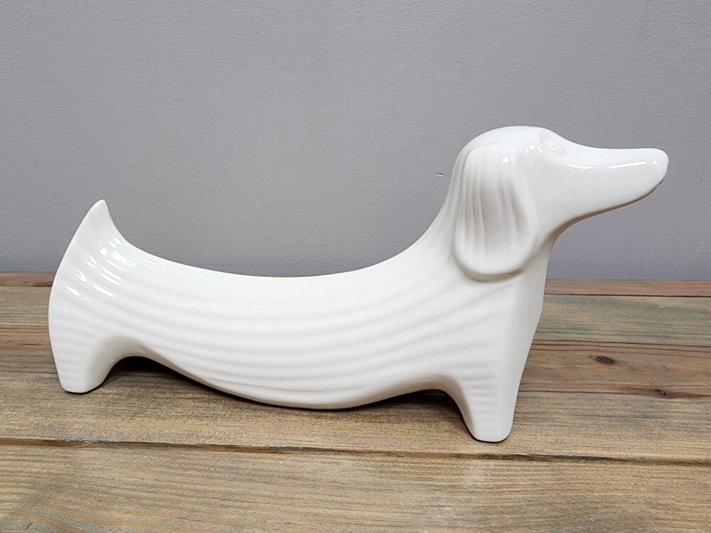 In The Style Of JONATHAN ADLER WHITE DACHSHUND DOG FIGURINE 12" Replica
